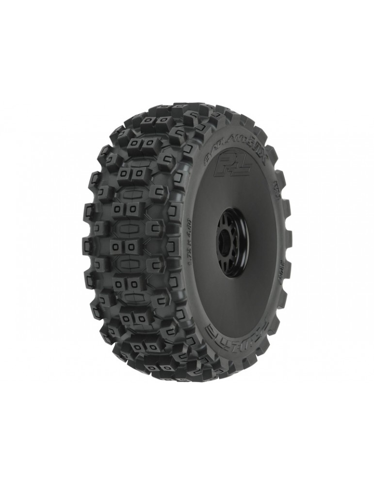 Pro-Line Wheels 3.3", Badlands MX M2 Buggy Tires, H17 Black Wheels (2)