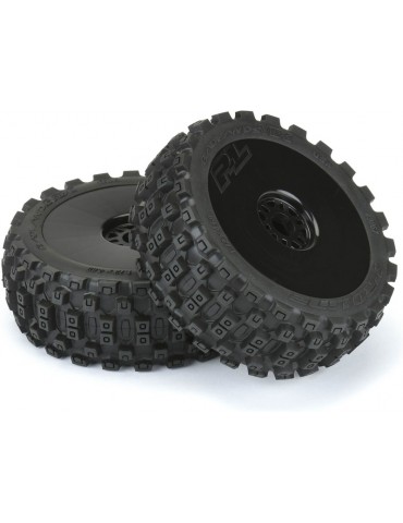 Pro-Line Wheels 3.3", Badlands MX M2 Buggy Tires, H17 Black Wheels (2)