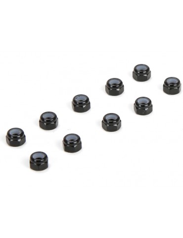 M3 Aluminum Lock Nuts, Black (10)