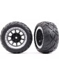 Traxxas Tires & wheels 2.2", graphite gray, satin chrome beadlock wheels, Anaconda tires (2) (rear)