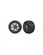 Traxxas Tires & wheels 2.8", RXT black chrome wheels, ribbed tires (2) (electric front)
