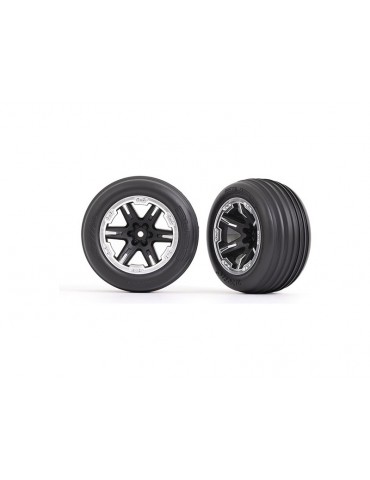 Traxxas Tires & wheels 2.8", RXT black & satin wheels, ribbed tires (2) (electric front)
