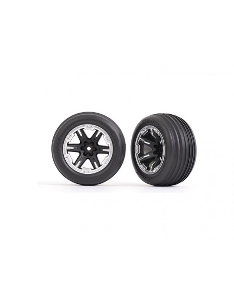 Traxxas Tires & wheels 2.8", RXT black & satin wheels, ribbed tires (2) (electric front)