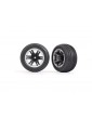 Traxxas Tires & wheels 2.8", RXT black & satin wheels, ribbed tires (2) (electric front)