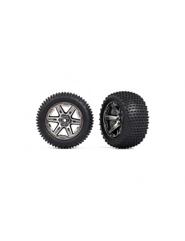 Traxxas Tires & wheels 2.8", RXT black chrome wheels, Alias tires (2) (2WD electric rear)