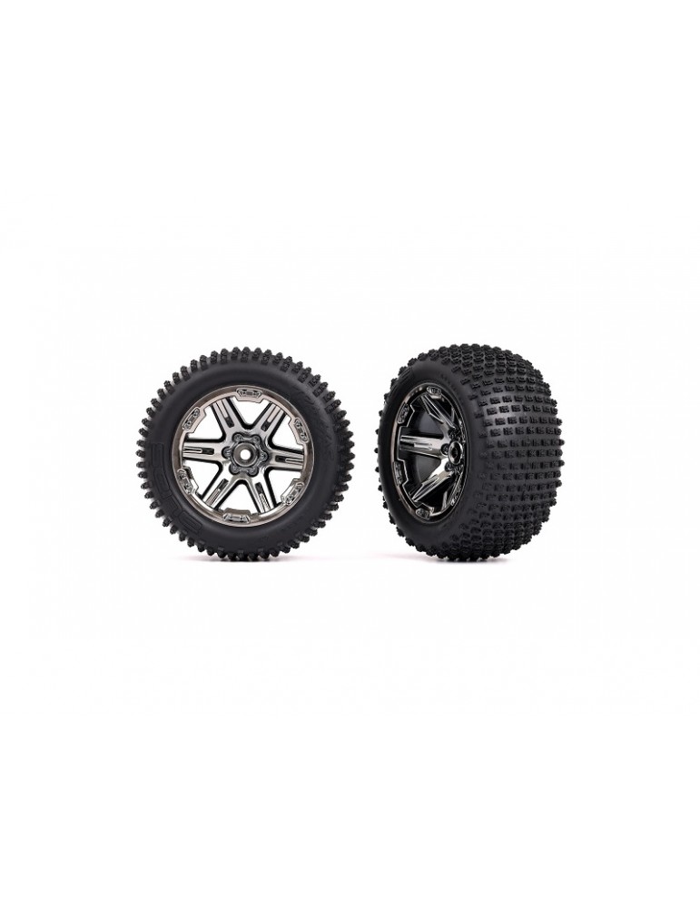 Traxxas Tires & wheels 2.8", RXT black chrome wheels, Alias tires (2) (2WD electric rear)