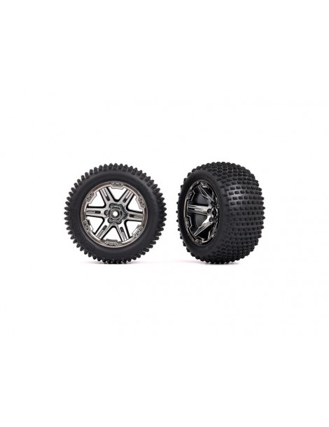 Traxxas Tires & wheels 2.8", RXT black chrome wheels, Alias tires (2) (2WD electric rear)