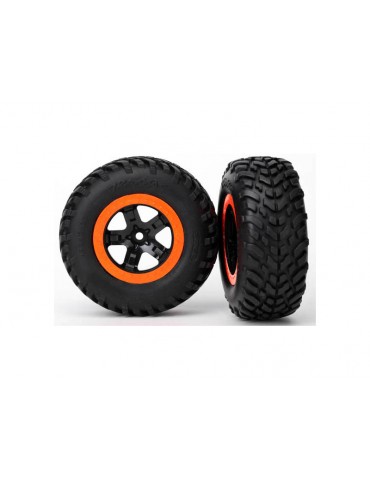 Traxxas Tires & wheels 2.2/3.0", SCT black-orange wheel, SCT tire (2) (2WD front)