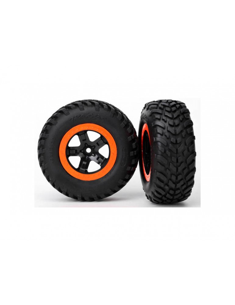 Traxxas Tires & wheels 2.2/3.0", SCT black-orange wheel, SCT tire (2) (2WD front)
