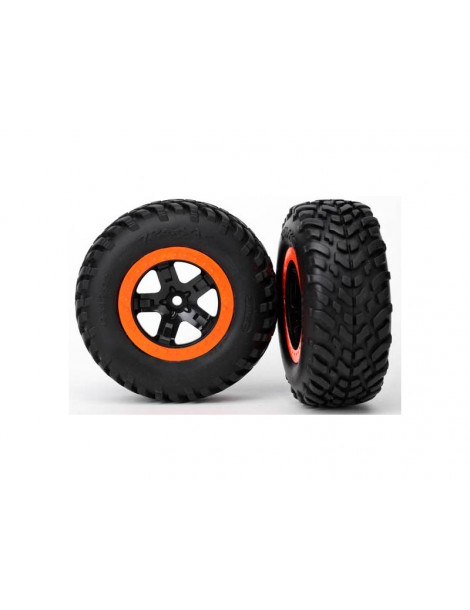 Traxxas Tires & wheels 2.2/3.0", SCT black-orange wheel, SCT tire (2) (2WD front)