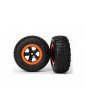 Traxxas Tires & wheels 2.2/3.0", SCT black-orange wheel, SCT tire (2) (2WD front)