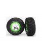 Traxxas Tires & wheels 2.2/3.0", SCT chrome-green wheel, KM2 tire (2) front