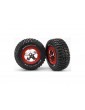 Traxxas Tires & wheels 2.2/3.0", SCT chrome-red wheel, KM2 tire (2) (2WD front)