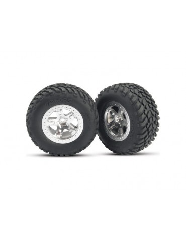 Traxxas Tires & wheels 2.2/3.0", SCT satin chrome wheel, SCT tire (2) (2WD front)