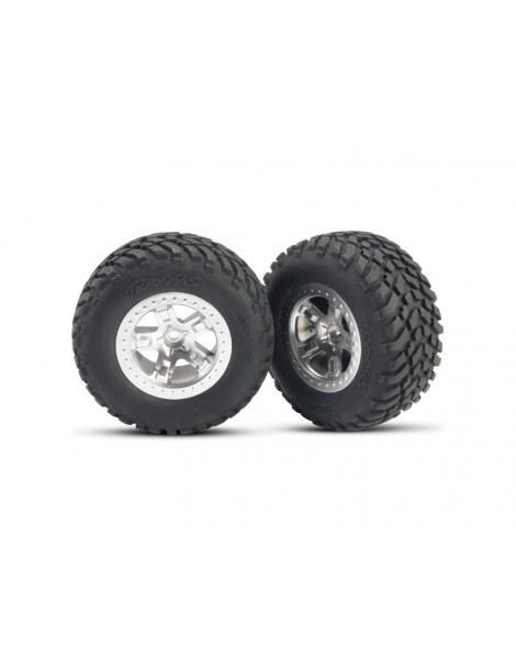 Traxxas Tires & wheels 2.2/3.0", SCT satin chrome wheel, SCT tire (2) (2WD front)