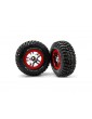 Traxxas Tires & wheels 2.2/3.0", SCT Split-Spoke chrome-red, KM2 S1 tire (2) (2WD front)