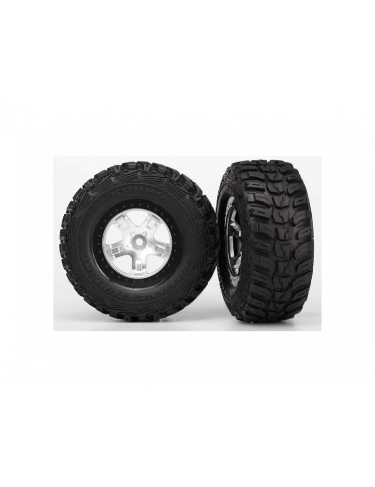 Traxxas Tires & wheels 2.2/3.0", SCT satin chrome-black wheel, Kumho tire (2) (4WD f/r, 2WD r)