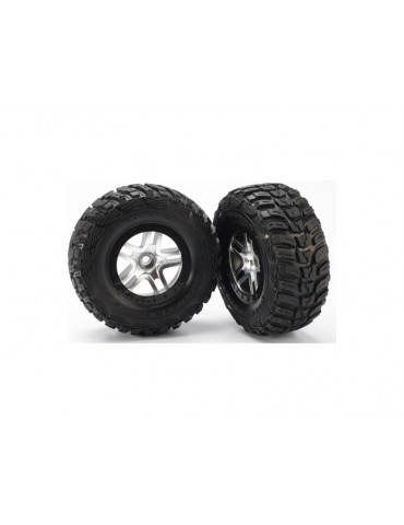 Traxxas Tires & wheels 2.2/3.0", SCT Split-Spoke satin chrome-black, Kumho tire (2) (2WD front)