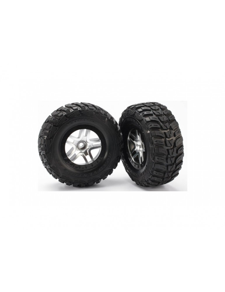 Traxxas Tires & wheels 2.2/3.0", SCT Split-Spoke satin chrome-black, Kumho tire (2) (2WD front)