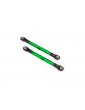 Traxxas Toe links, tubes, 7075-T6 aluminum (green-anodized) (87mm) (2)/ rod ends
