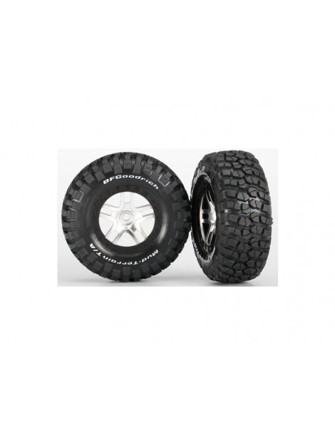 Traxxas Tires & wheels 2.2/3.0", SCT Split-Spoke satin chrome-black, KM2 S1 tire (2)