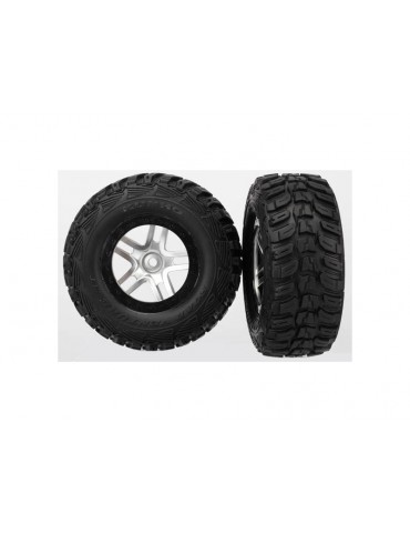 Traxxas Tires & wheels 2.2/3.0", SCT Split-Spoke satin chrome-black, Kumho tire (2)