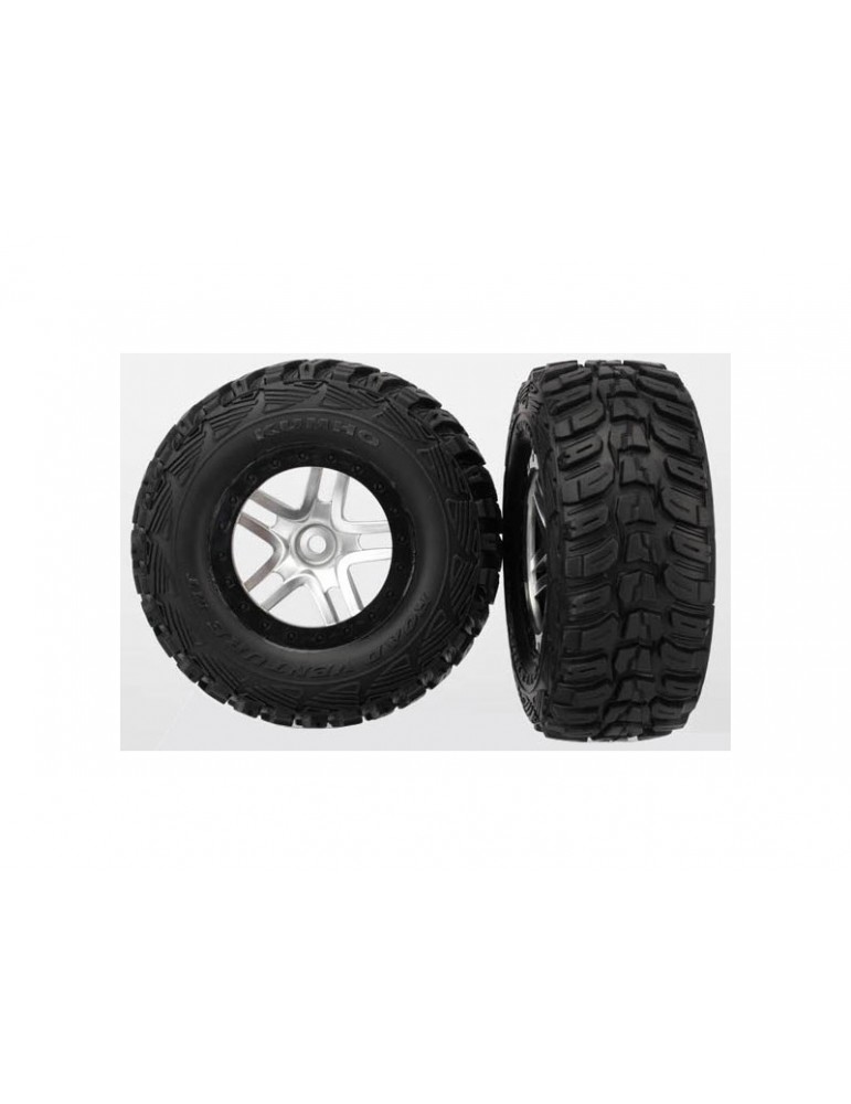 Traxxas Tires & wheels 2.2/3.0", SCT Split-Spoke satin chrome-black, Kumho tire (2)