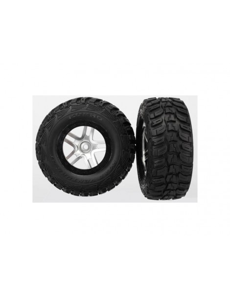 Traxxas Tires & wheels 2.2/3.0", SCT Split-Spoke satin chrome-black, Kumho tire (2)
