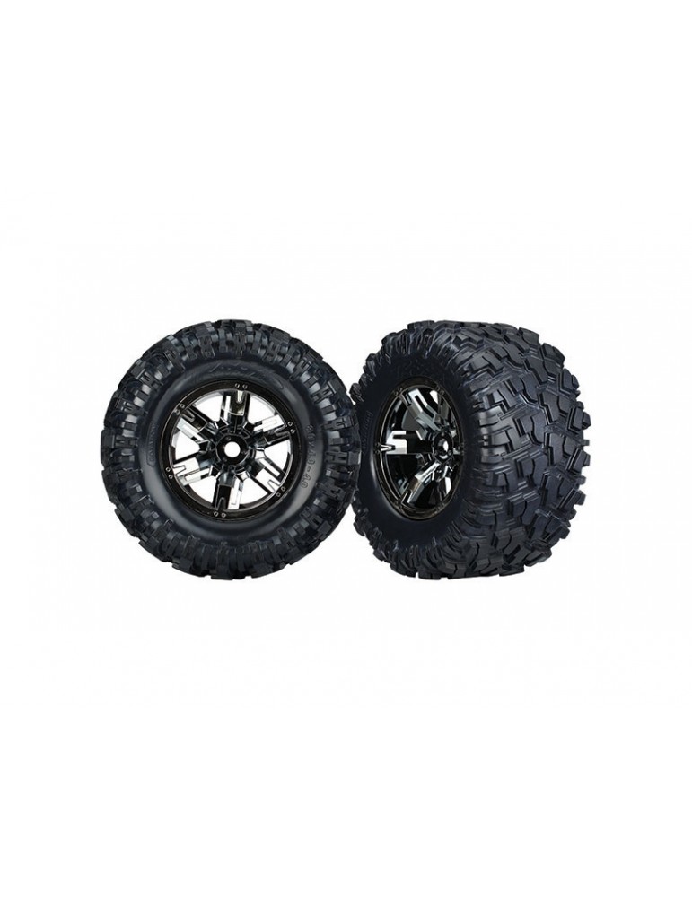 Traxxas Tires & wheels 4.3/5.7", X-Maxx black chrome wheels, Maxx AT tires (pair)