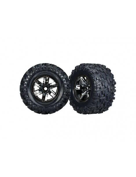 Traxxas Tires & wheels 4.3/5.7", X-Maxx black chrome wheels, Maxx AT tires (pair)