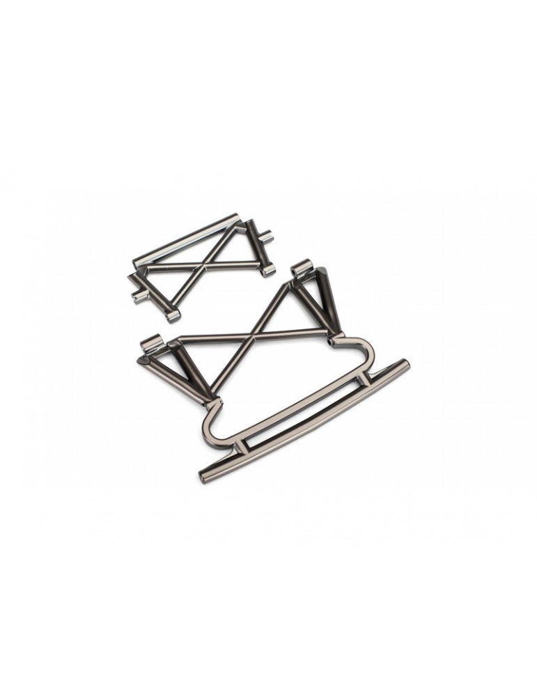 Traxxas Bumper, front/ bumper support (satin black chrome-plated)