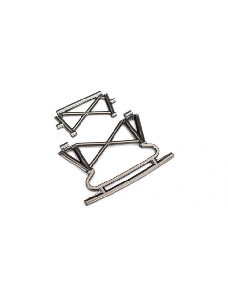 Traxxas Bumper, front/ bumper support (satin black chrome-plated)