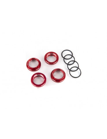 Traxxas Spring retainer (adjuster), red-anodized aluminum, GT-Maxx shocks (4)