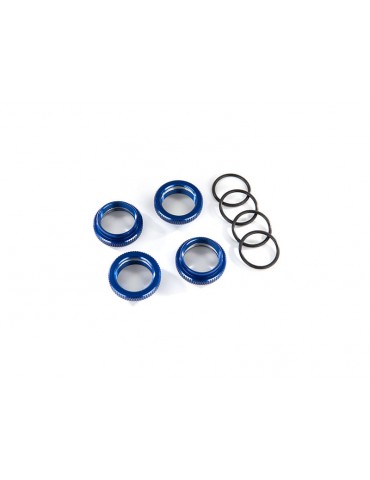 Traxxas Spring retainer (adjuster), blue-anodized aluminum, GT-Maxx shocks (4)