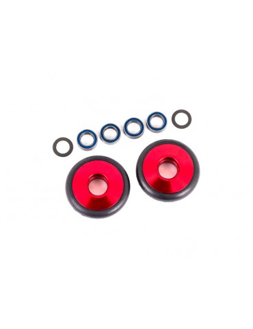 Traxxas Wheels, wheelie bar, 6061-T6 aluminum (red-anodized) (2)
