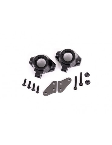 Traxxas Steering blocks, left & right/ steering block arms (aluminum, dark titanium-anodized) (2)