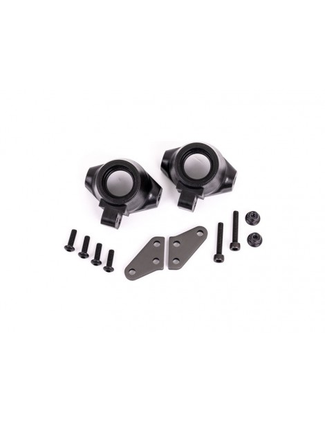 Traxxas Steering blocks, left & right/ steering block arms (aluminum, dark titanium-anodized) (2)
