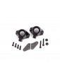 Traxxas Steering blocks, left & right/ steering block arms (aluminum, dark titanium-anodized) (2)