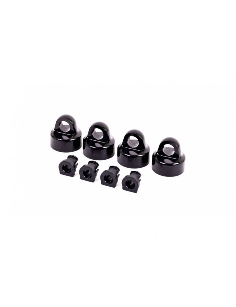 Traxxas Shock caps, aluminum (black-anodized), GT-Maxx shocks (4)/ spacers (4) (for Sledge)