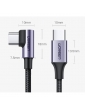 UGREEN USB-C į USB-C Elbow cable QC 3.0 PD 3A 60W 1m