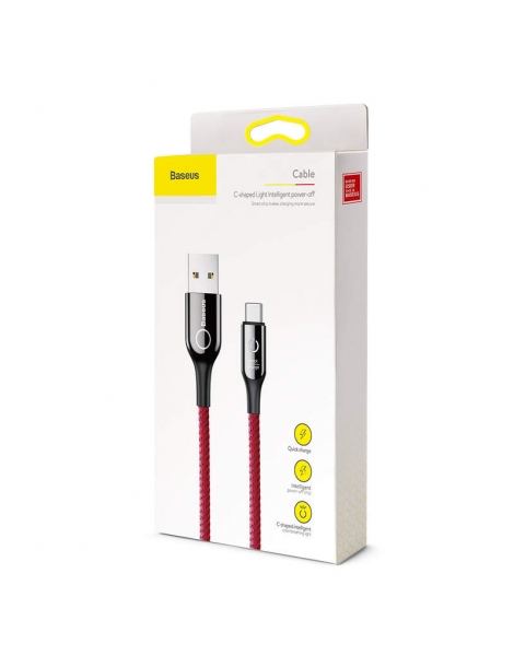 Baseus C-shaped kabelis USB-C LED QC 3.0 1m - Raudonas