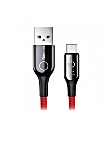 Baseus C-shaped kabelis USB-C LED QC 3.0 1m - Raudonas