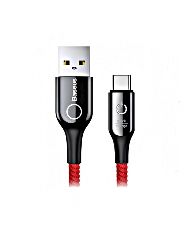 Baseus C-shaped kabelis USB-C LED QC 3.0 1m - Raudonas