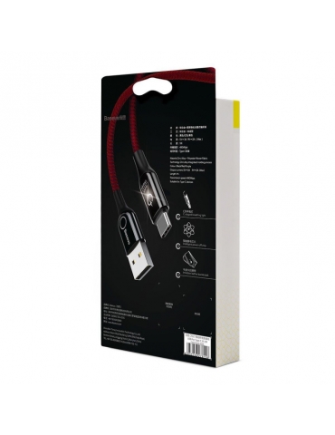 Baseus C-shaped kabelis USB-C LED QC 3.0 1m - Raudonas