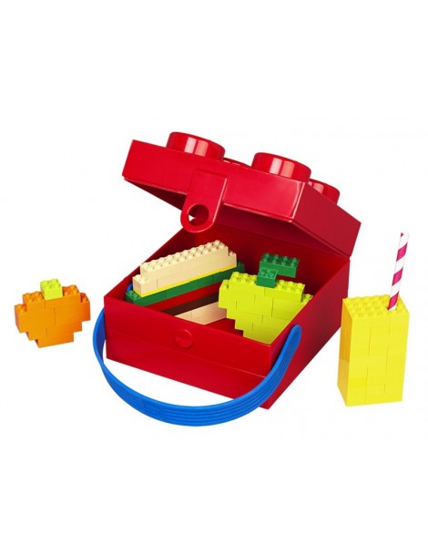 LEGO pietų užkandžių dėžutė su rankena - raudona