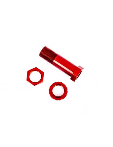 Traxxas Servo saver post/ adjuster nut/ locknut (red-anodized, 6061-T6 aluminum)