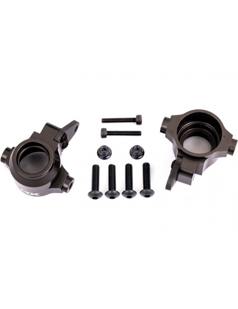 Traxxas Steering blocks, 6061-T6 aluminum (dark titanium-anodized), left & right