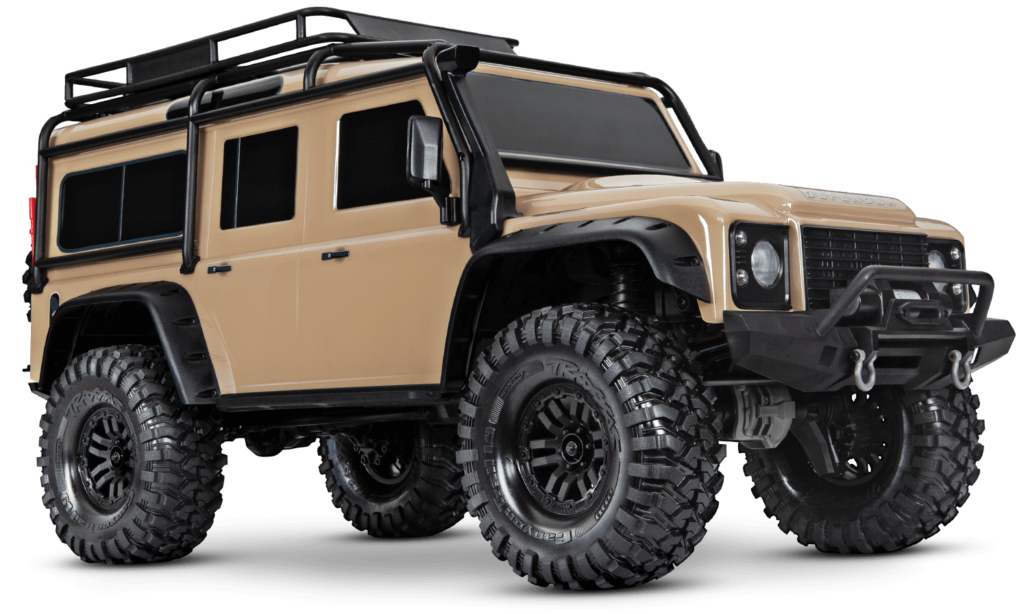 Traxxas TRX-4 Defender 1:10 RC modelis smėlio spalvos su Clipless kėbulu