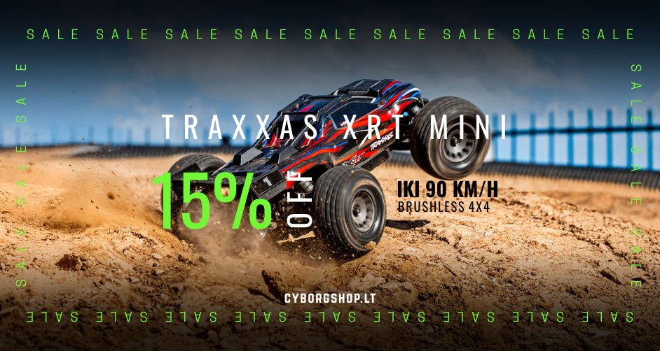 Traxxas Mini XRT – tai galingas 1:12skalės RC modelis su Velineon VXL-3s bešepetėline sistema, pasiekiantis iki 90 km/h greitį.